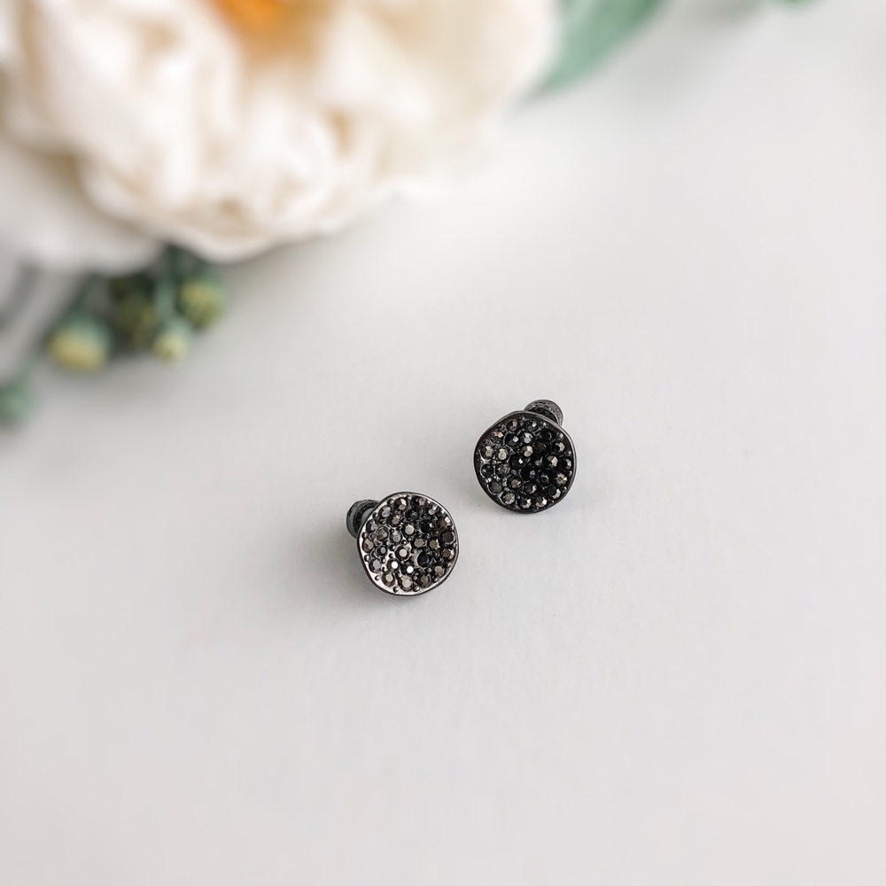 Kenneth Cole Round Black Druzy Earrings